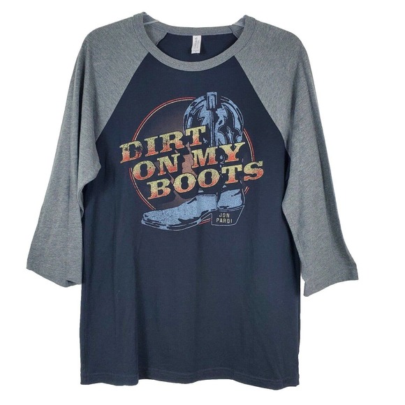 Canvas Other - Jon Pardi Dirt On My Boots Graphic Raglan Tee 3/4 Sleeve Band Country Music Sz M